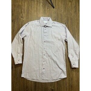 Eton Contemporary Shirt Mens 16.5-42 Cotton Tencel Plaid Button Up Dress Office